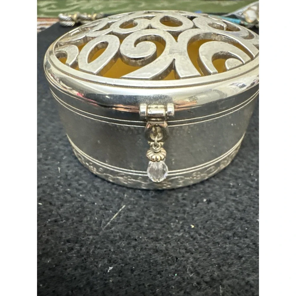 BRIGHTON Skribbel Trinket Box Silver Toned Round 3